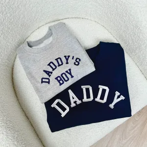 Daddy & Daddy's Boy College Embroidered Navy/Grey Sweatshirts daddy outfits clearance