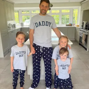 Daddy & Daddy's Boy College Matching Star Pyjamas - Grey/Navy fathers day sale outfits