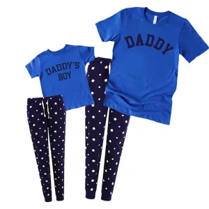 Daddy & Daddy's Boy College Matching Star Pyjamas - Royal Blue/Navy fathers day sale outfits