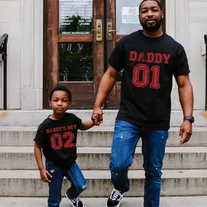 Daddy & Daddy's Boy Distressed Number Black T-Shirts fathers day sale outfits