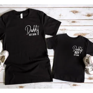 Daddy & Daddy's Boy Est Mini Logo Matching Black T-Shirts fathers day sale outfits