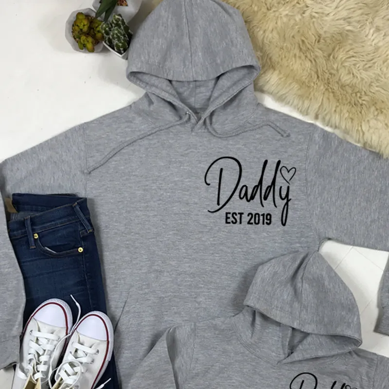 Daddy & Daddy's Boy Established Matching Heather Grey Hoodies (MRK X)