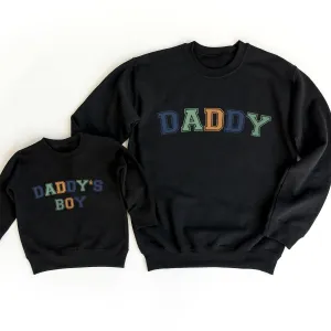 Daddy & Daddy's Boy Multi Block Matching Black Sweatshirts dad jeans best price
