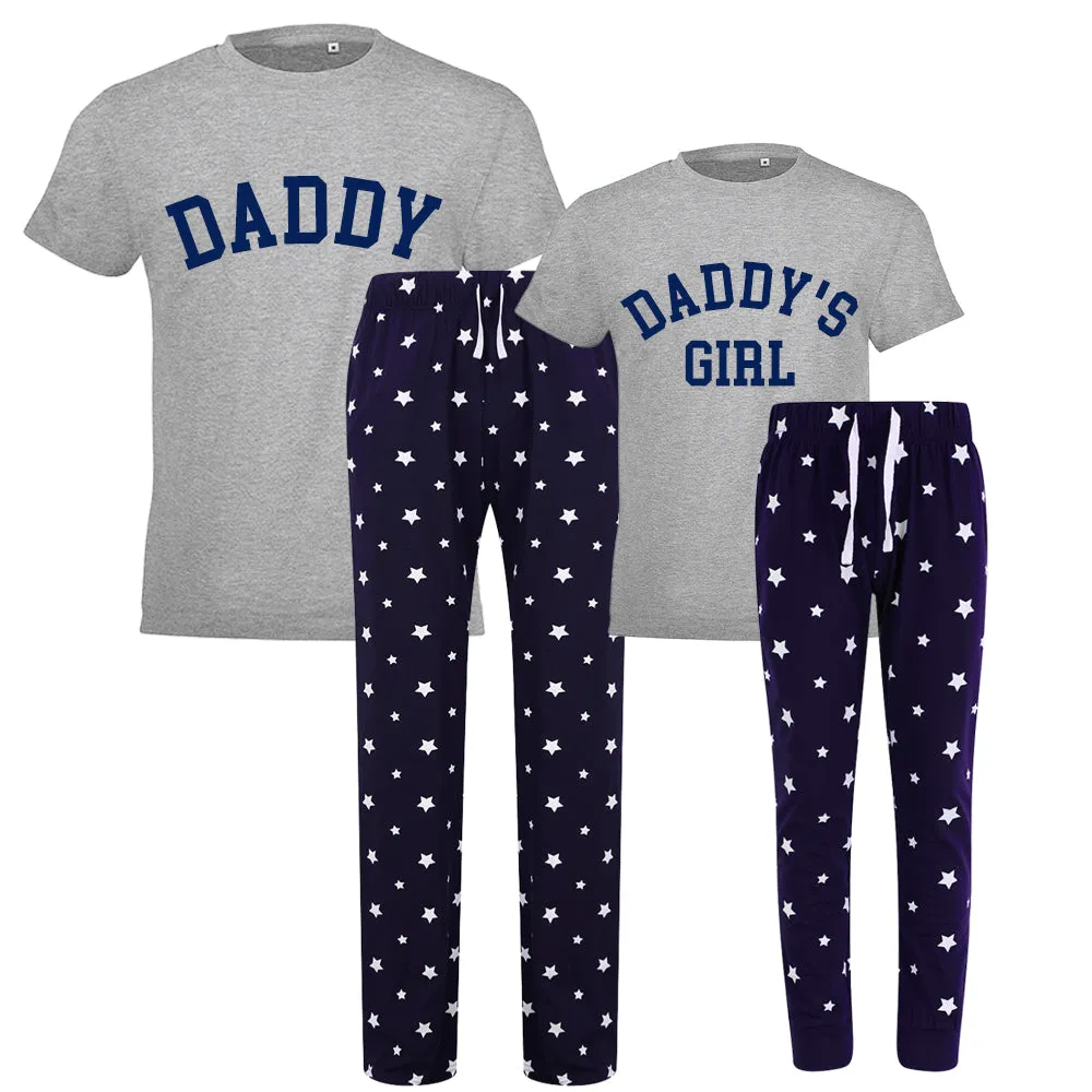 Daddy & Daddy's Girl College Matching Star Pyjamas - Grey/Navy dads clothes cheap