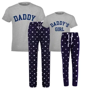 Daddy & Daddy's Girl College Matching Star Pyjamas - Grey/Navy dads clothes cheap