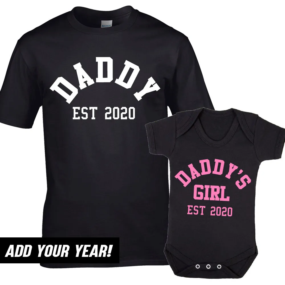 Daddy & Daddy's Girl Varsity Established Matching T-Shirt & Bodysuit (MRK X) fathers day sale outfits