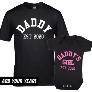 Daddy & Daddy's Girl Varsity Established Matching T-Shirt & Bodysuit (MRK X) fathers day sale outfits