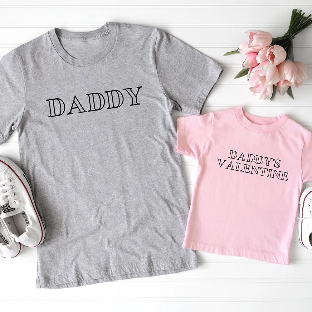 Daddy & Daddy's Valentine London Matching Grey/Pink T-Shirts dads clothes cheap