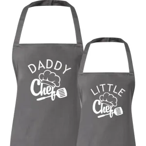 Daddy Chef & Little Chef Matching Charcoal Aprons daddy outfits clearance