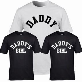 Daddy & Daddy's Boy & Girl Varsity Matching T-Shirts (MRK X) mens dad clothes online