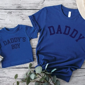 Daddy & Daddy's Boy College Matching Royal Blue T-Shirts mens dad clothes online