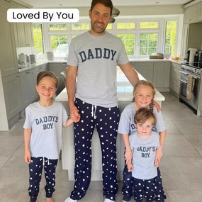 Daddy & Daddy's Boy College Matching Star Pyjamas - Grey/Navy mens dad clothes online