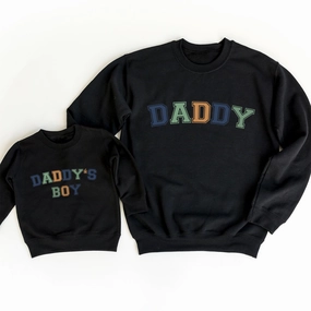 Daddy & Daddy's Boy Multi Block Matching Black Sweatshirts mens dad clothes online