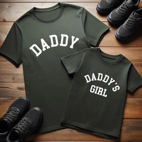 Daddy & Daddy's Girl College Matching Khaki T-Shirts mens dad clothes online