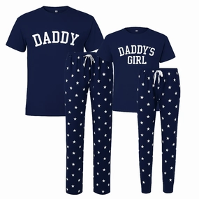 Daddy & Daddy's Girl College Matching Star Pyjamas - All Navy mens dad clothes online