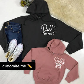 Daddy & Daddy's Girl Established Matching Hoodies (MRK X) mens dad clothes online