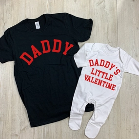 Daddy & Daddy's Little Valentine Matching T-Shirt/Romper (MRK X) mens dad clothes online