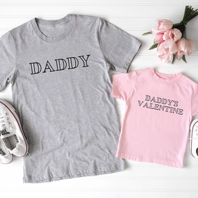 Daddy & Daddy's Valentine London Matching Grey/Pink T-Shirts mens dad clothes online