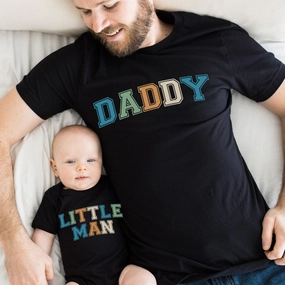 Daddy & Little Man Multi Block Matching T-Shirts- Black mens dad clothes online