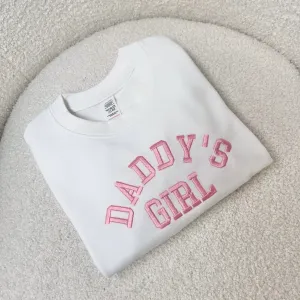 Daddy's Girl College Embroidered White/Pink Sweatshirt dads clothes cheap