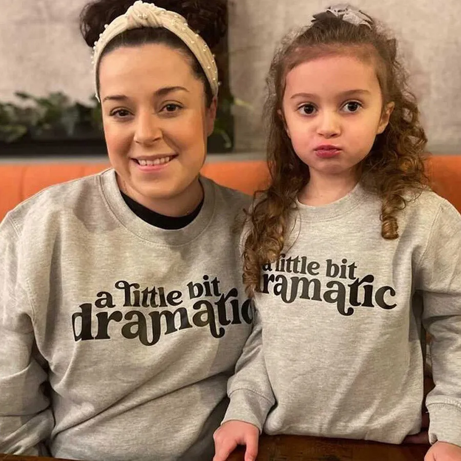 Dani Harmer Little Bit Dramatic Mum & Kid Matching Grey Sweatshirts breastfeeding tops cheap