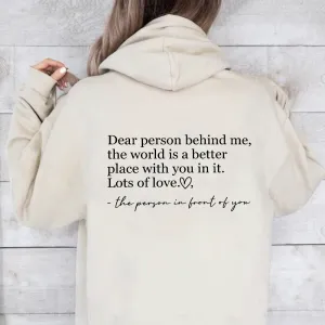 Dear Person Behind Me Back Logo Hoodie postpartum clothes sale