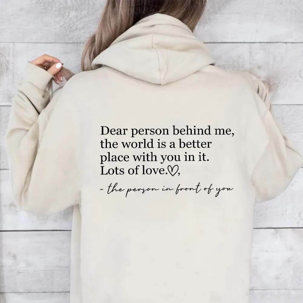 Dear Person Behind Me Back Logo Hoodie postpartum clothes sale
