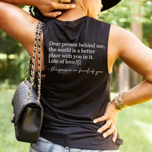 Dear Person Behind Me Back Logo Sleeveless Tank maternity dresses promo