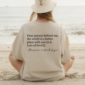 Dear Person Behind Me Back Logo Sweatshirt postpartum clothes sale