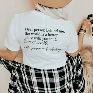 Dear Person Behind Me Back Logo T-Shirt pregnancy jeans best price