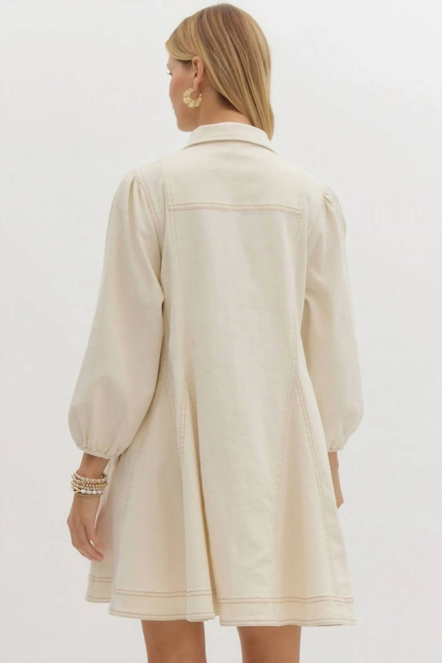 Denim Dress In Ecru