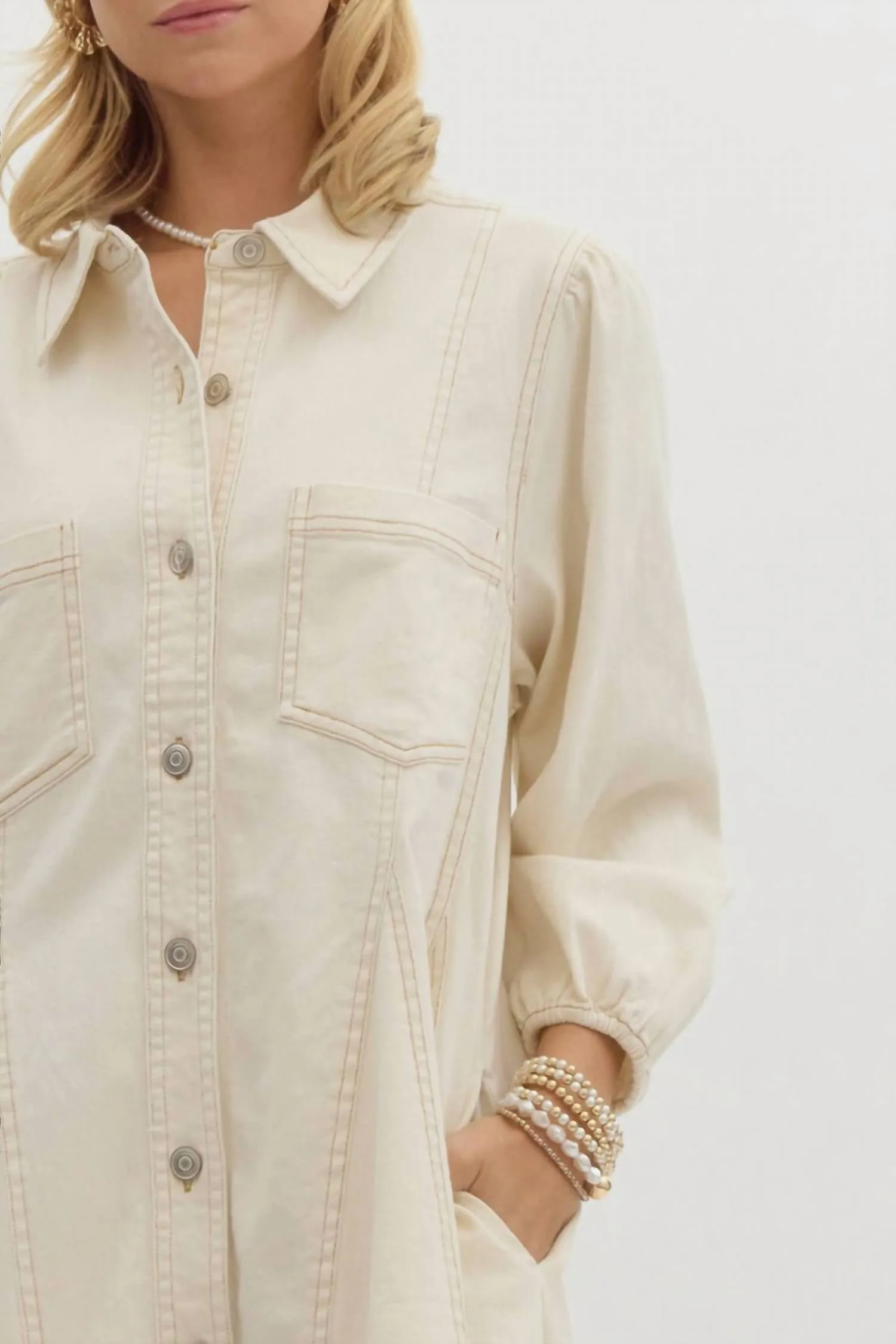 Denim Dress In Ecru