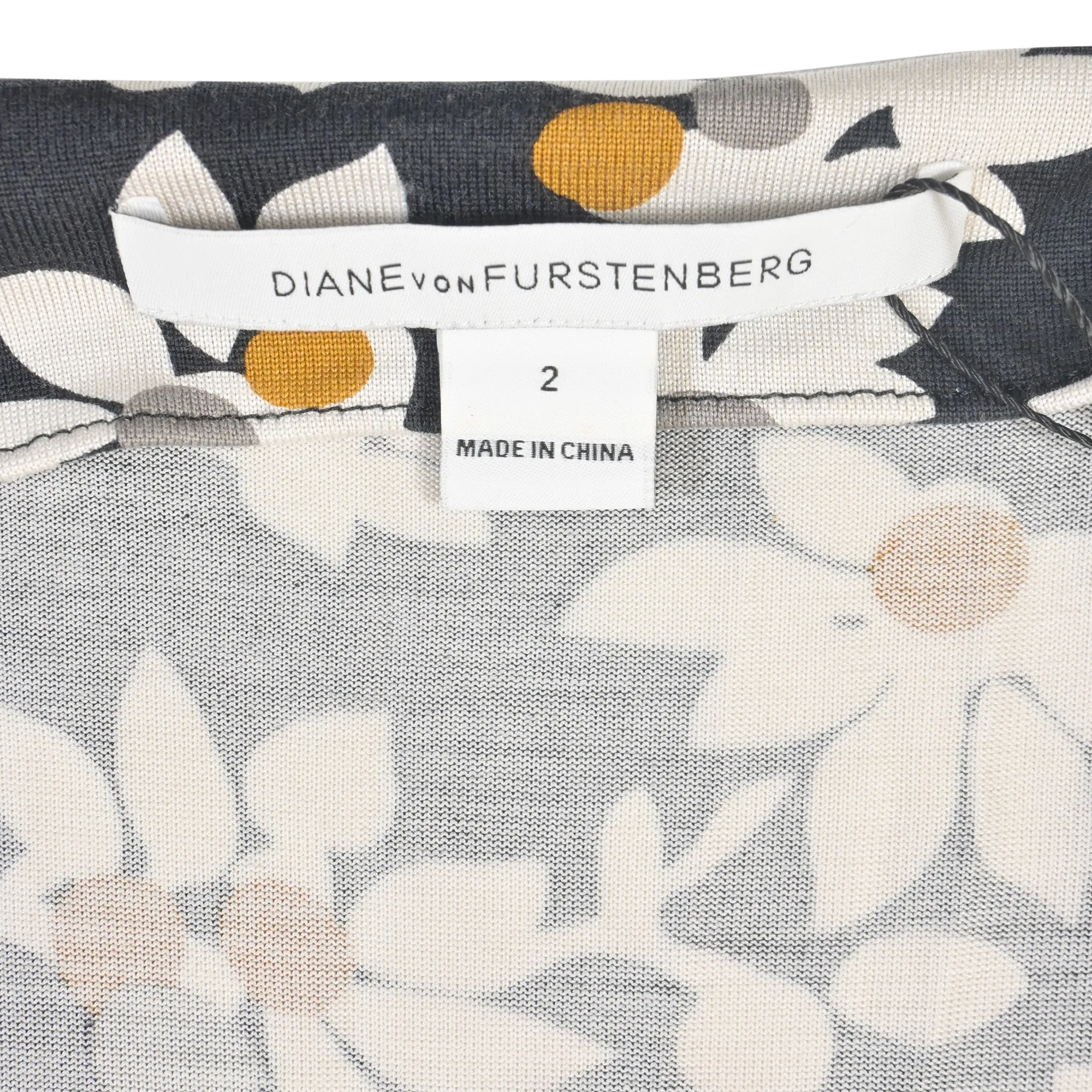 Diane von Furstenberg Floral Print Long Dress in Black Viscose