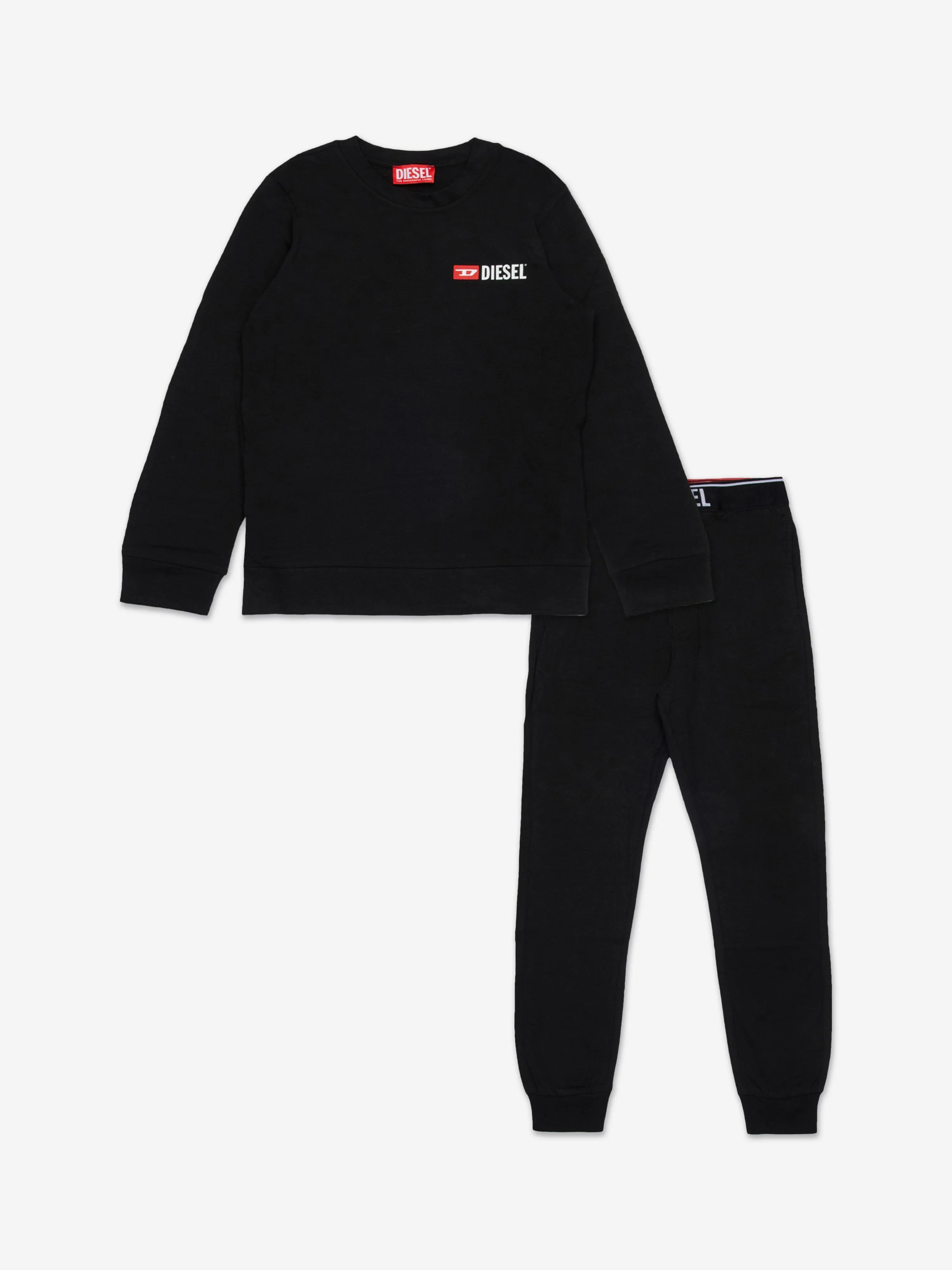 Diesel Boys Logo Pyjama-Set in Schwarz