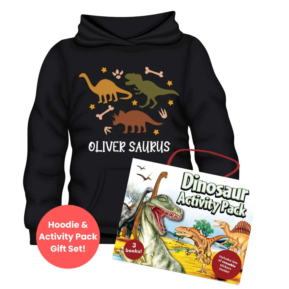 Dino Roar Personalised Dinosaur Hoodie & Activity Pack Gift Set boys fashion clearance
