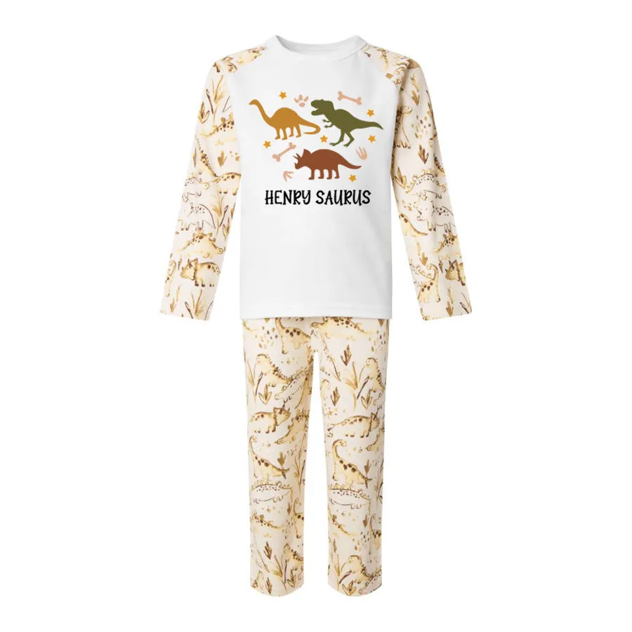 Dino Roar Personalised Kids Dinosaur Print Pyjamas boys fashion clearance