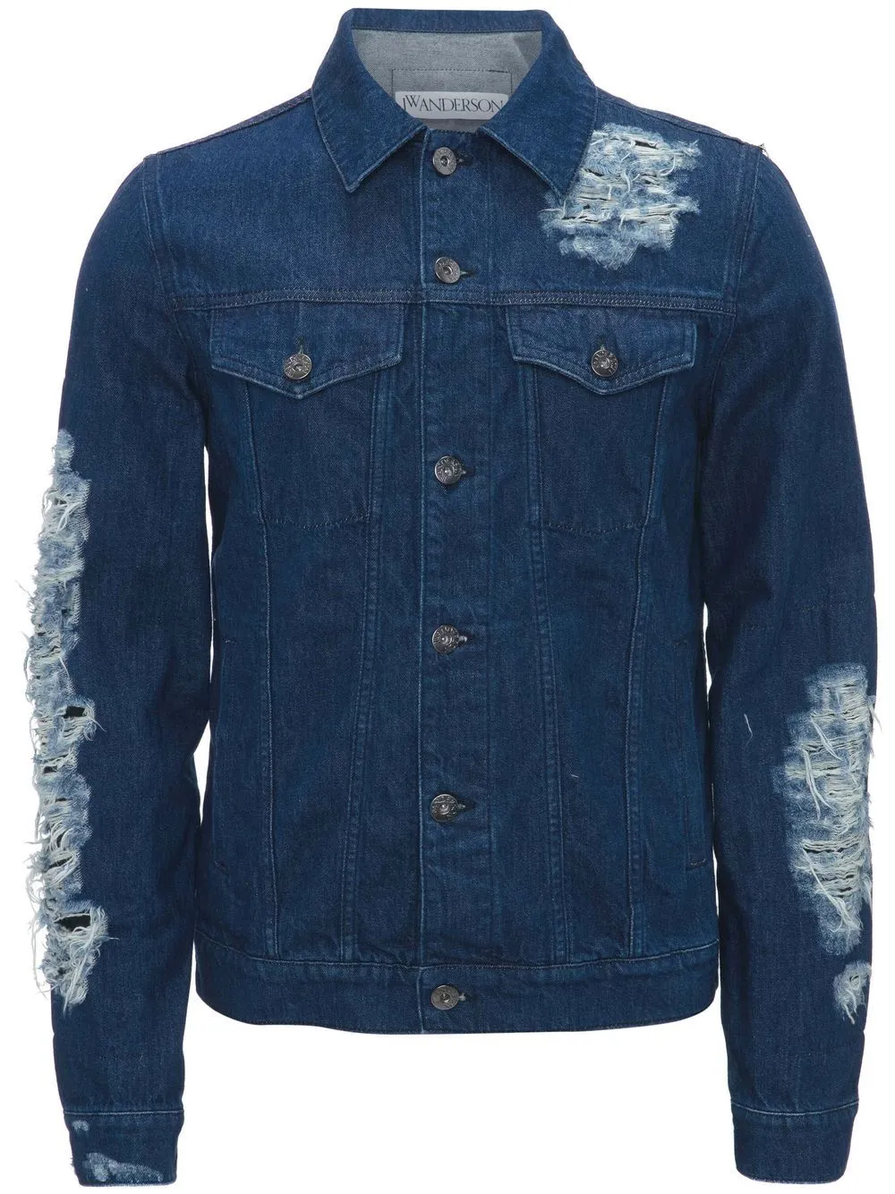 Distressed -Effect Denim Jacket winter jackets clearance