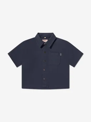 DL1961 Jungen Kurzarm-Aschehemd in Marineblau