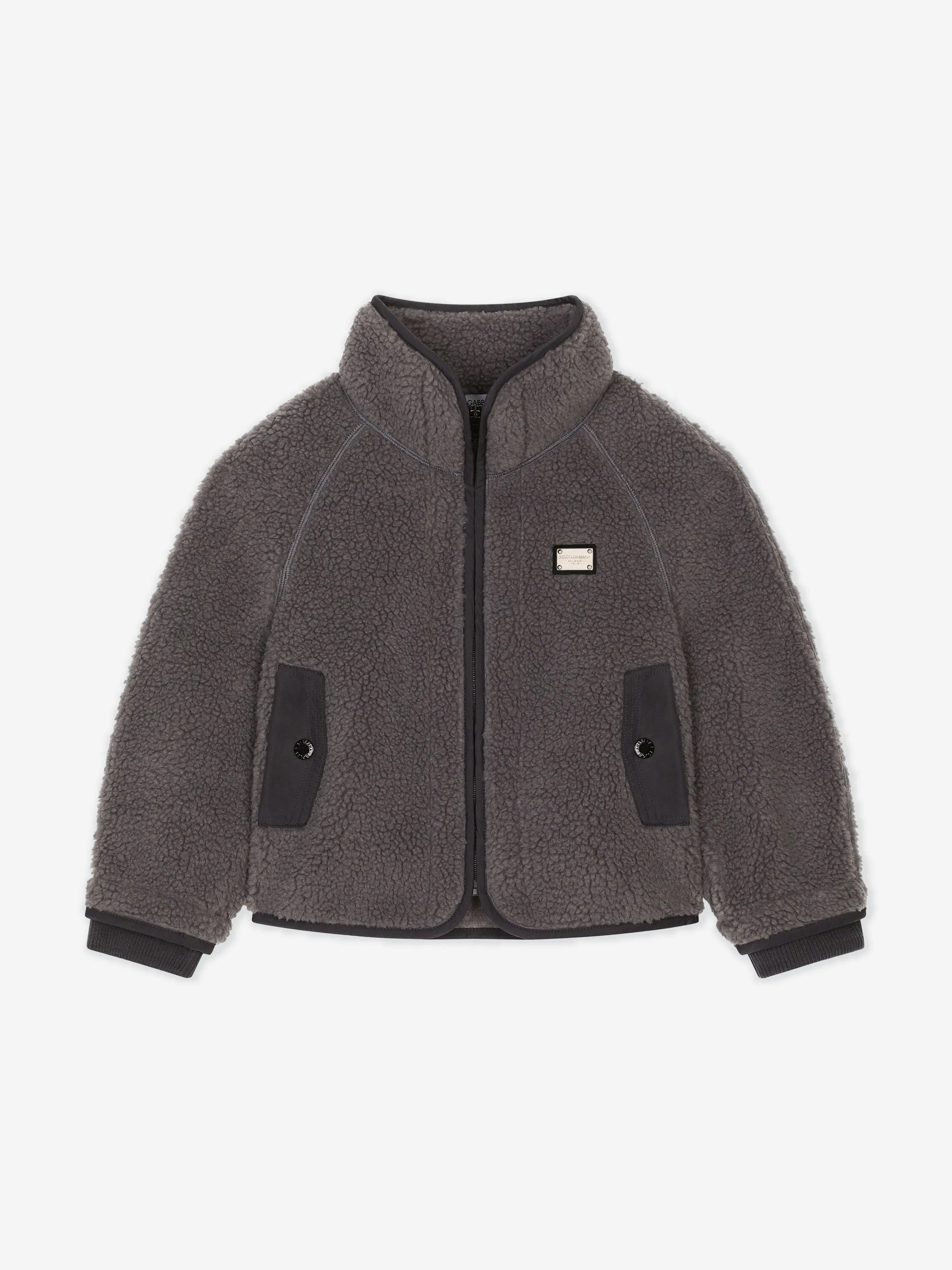 Dolce & Gabbana Jungen Kunstpelz-Jacke in Grau