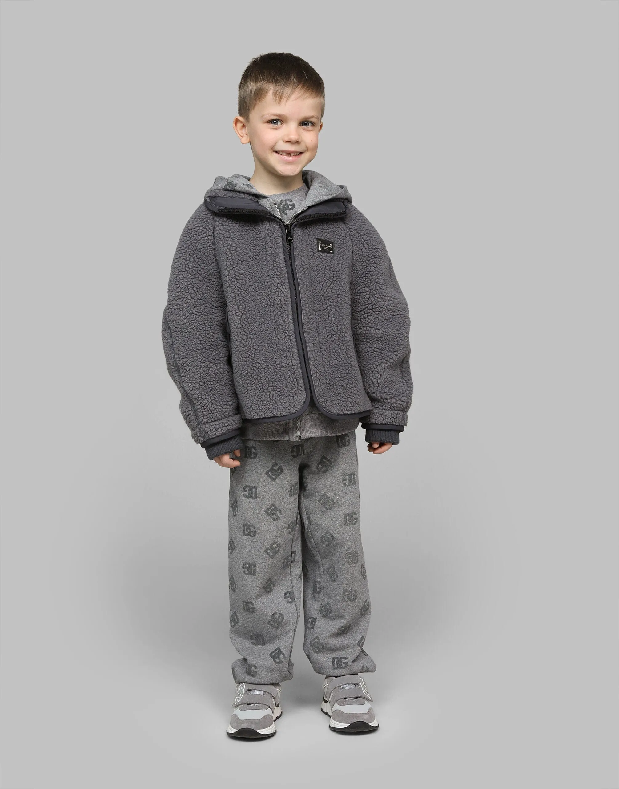 Dolce & Gabbana Jungen Kunstpelz-Jacke in Grau