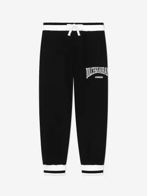 Dolce & Gabbana Jogginghose für Jungen mit Flock-Logo in Schwarz