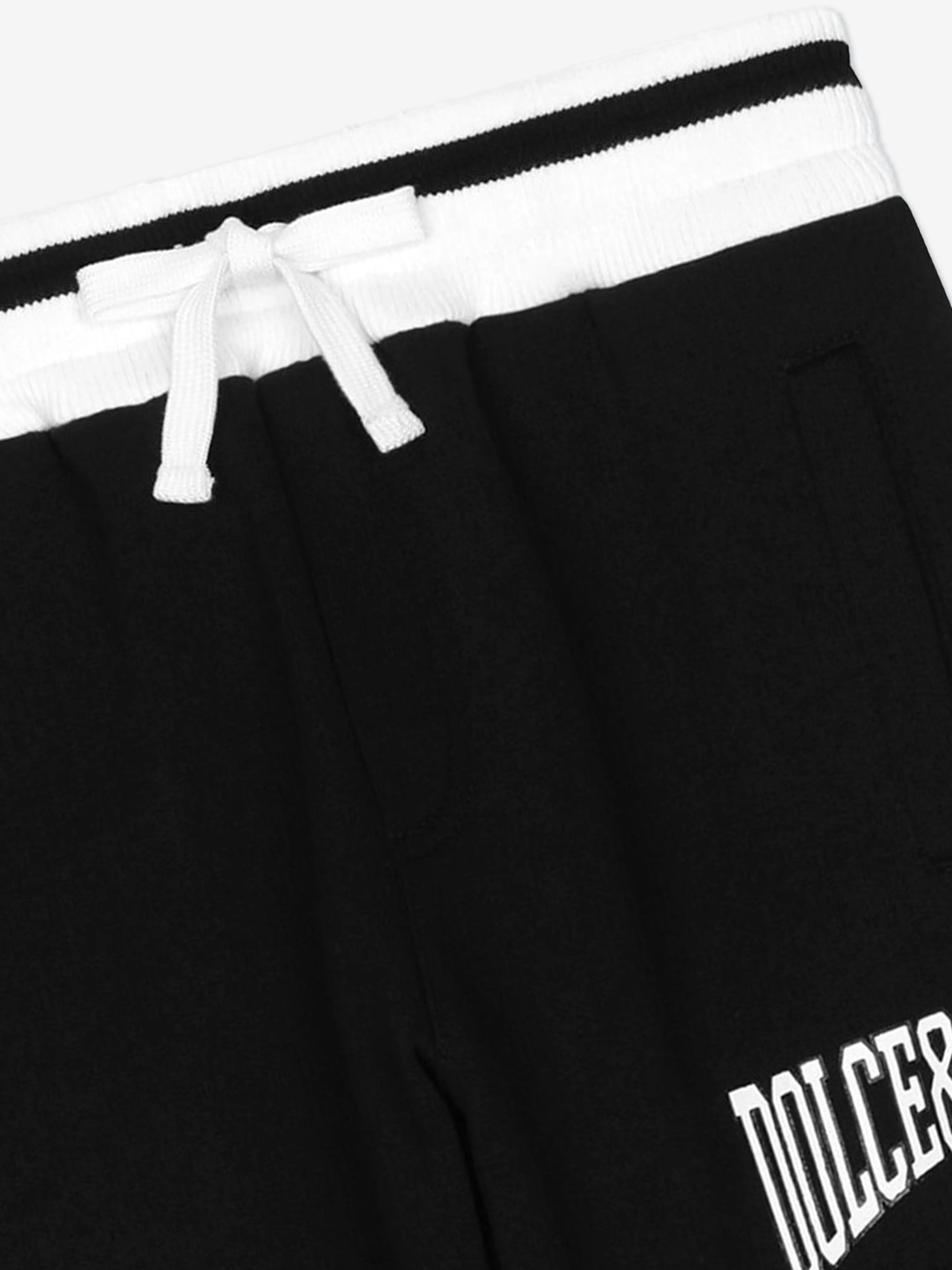 Dolce & Gabbana Jogginghose für Jungen mit Flock-Logo in Schwarz