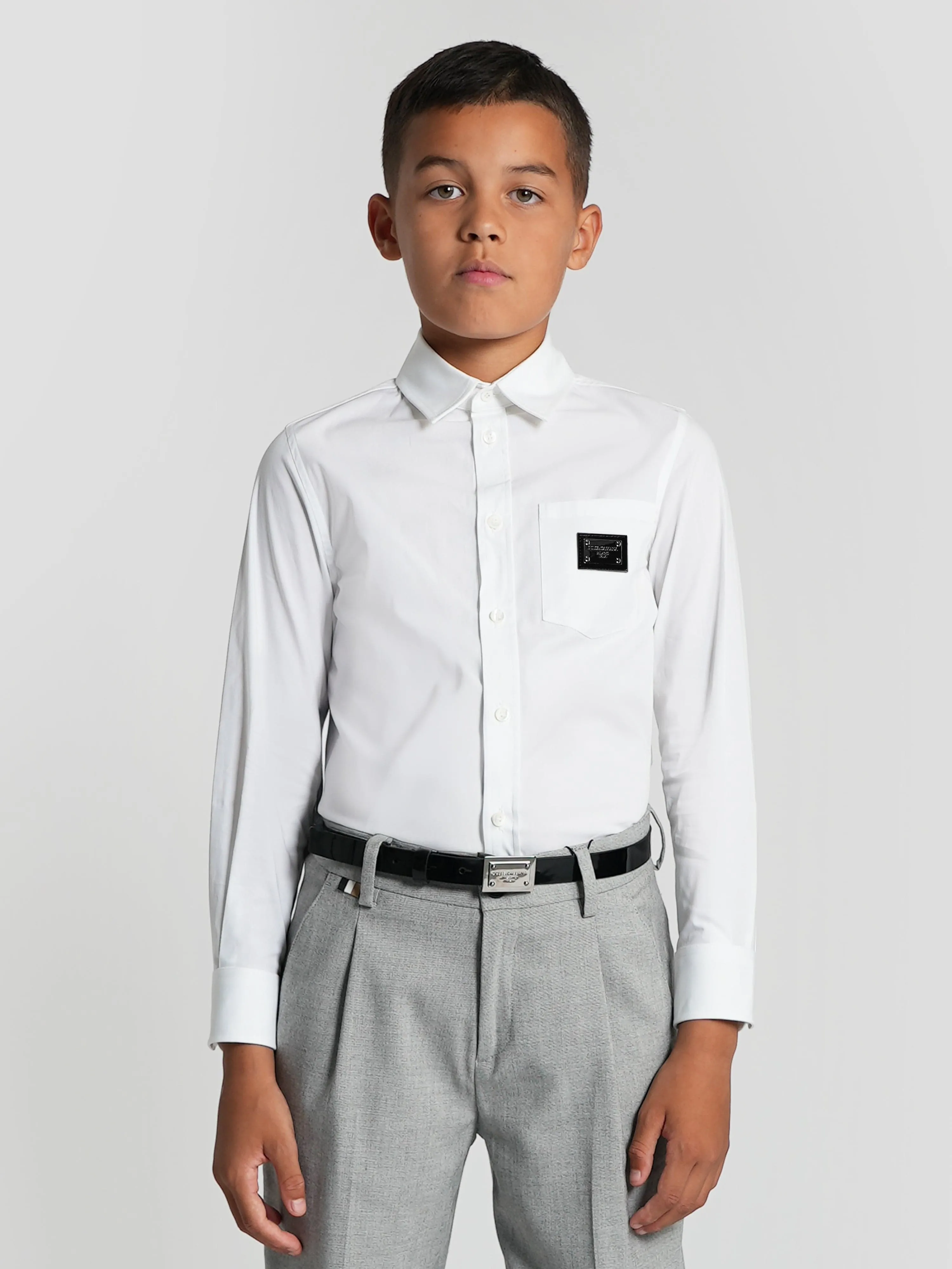 Dolce & Gabbana Jungen Langarm-Logo-Shirt in Weiß
