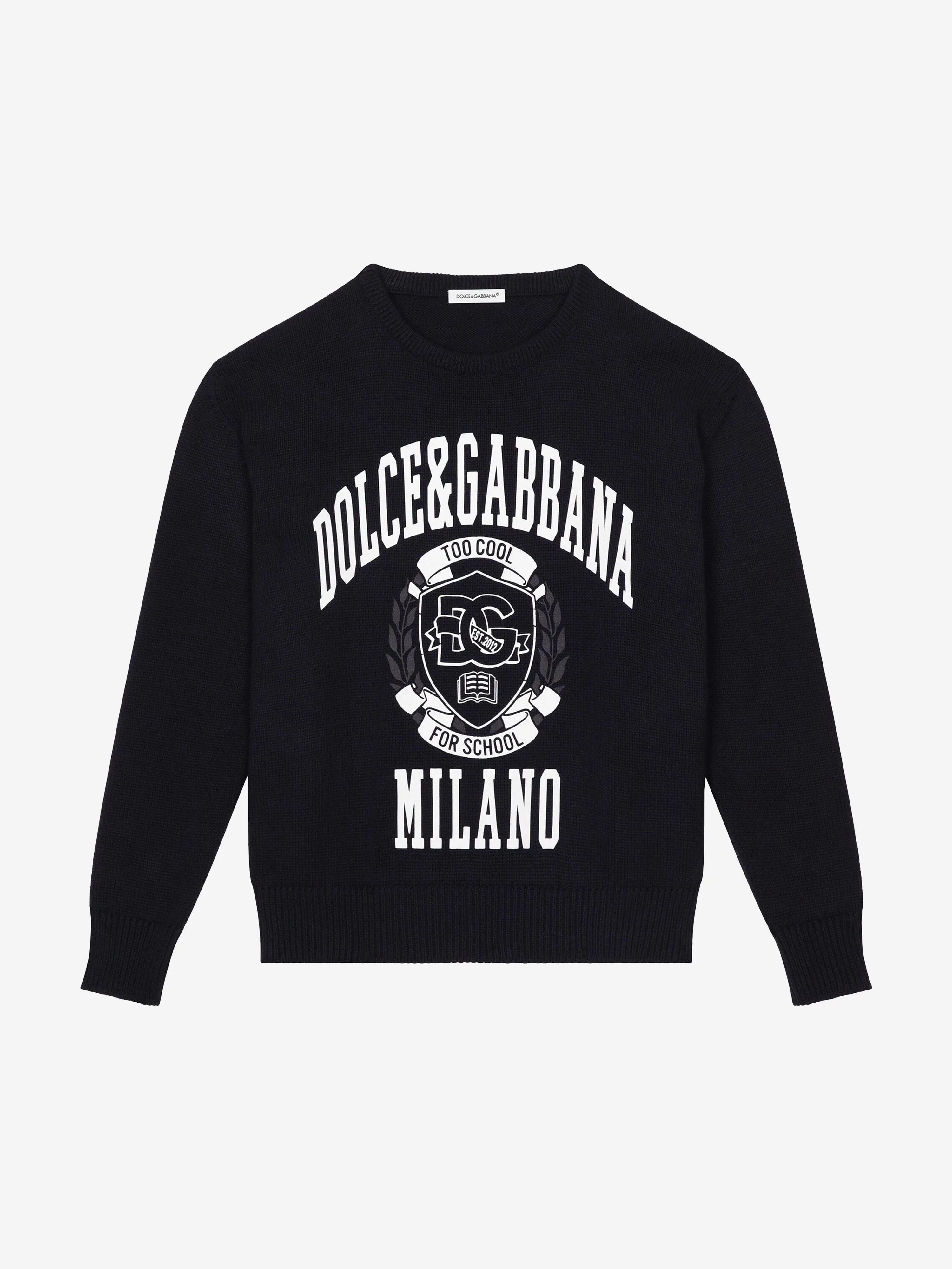 Dolce & Gabbana Boys Milano Logo Sweatshirt in Marineblau