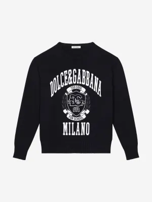 Dolce & Gabbana Boys Milano Logo Sweatshirt in Marineblau