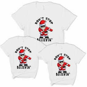 Don't Stop Believing Family Matching T-Shirts- White mens dad clothes online