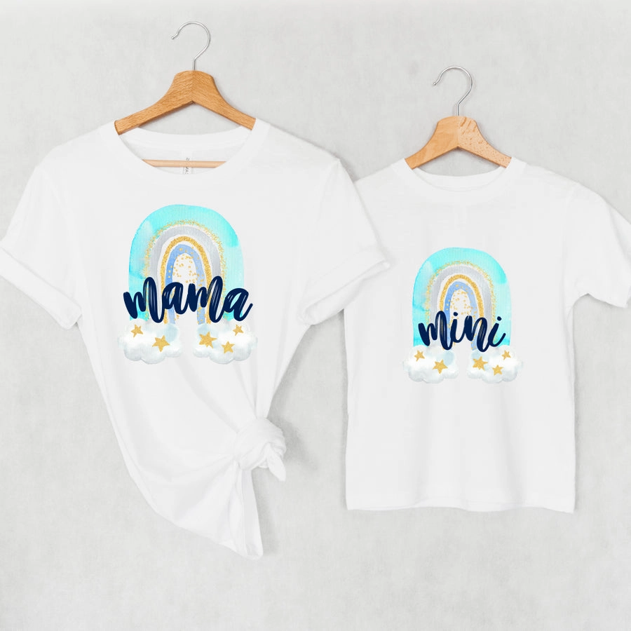 Dreamy Rainbow Mama & Mini White T-Shirts discount mum dresses