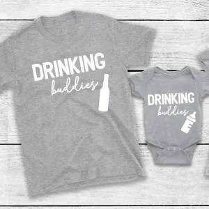 Drinking Buddies Beer & Milk Bottles Matching T-Shirt/Baby Vest Heather Grey (MRK X) dads clothes cheap