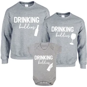 Drinking Buddies Beer, Milk & Wine Bottles Matching Sweatshirts/Baby Vest Grey maternity wear outlet
