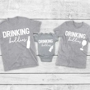 Drinking Buddies Beer, Milk & Wine Bottles Matching T-Shirt/Baby Vest Heather Grey (MRK X) dads clothes cheap